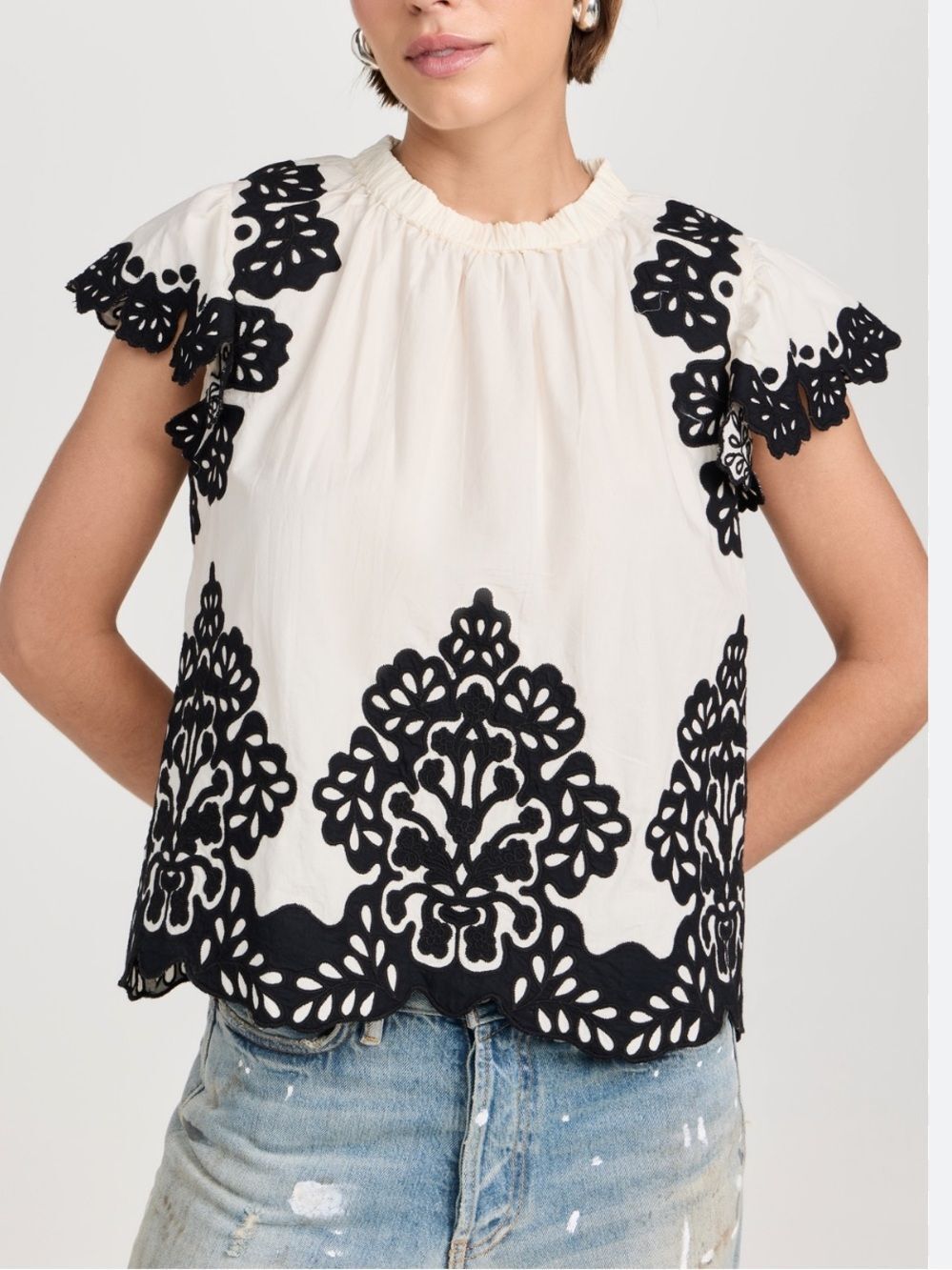 Sea New York 
Laila Embroidery Flutter Sleeve Top
KK23